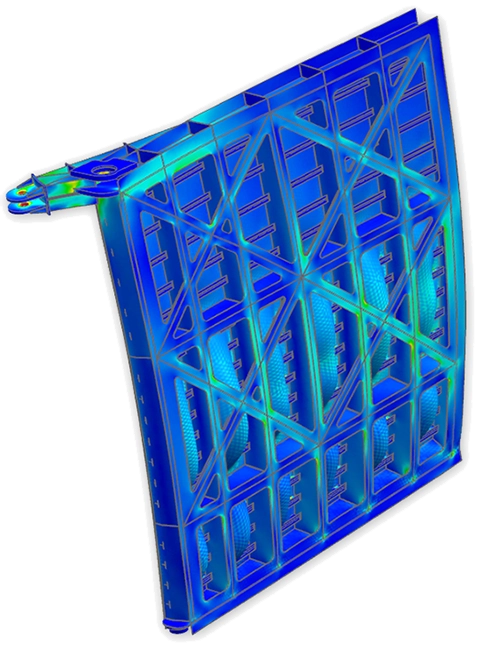Contour plot of the material stresses in a lock gate